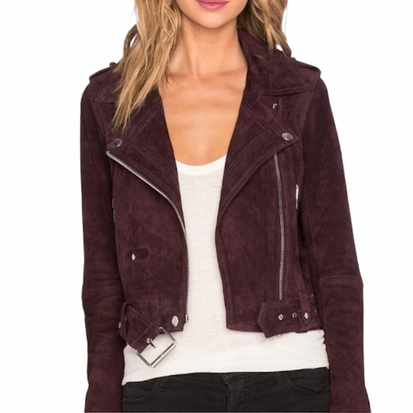 BLANKNYC Suede Leather Moto Jacket NEW Size S Burgundy Maroon Wine - Picture 1 of 13